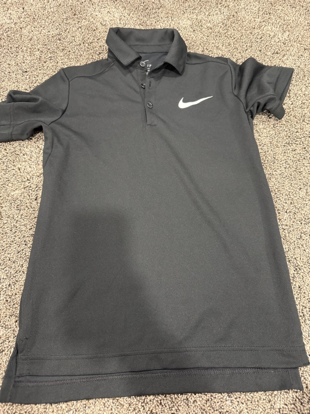 Boys Nike Black Polo with White Swoosh